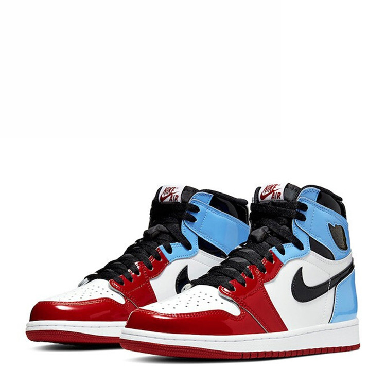 nike/耐克 air jordan 1 aj1 乔1 high 红蓝漆皮拼接 警灯 篮球鞋 ck