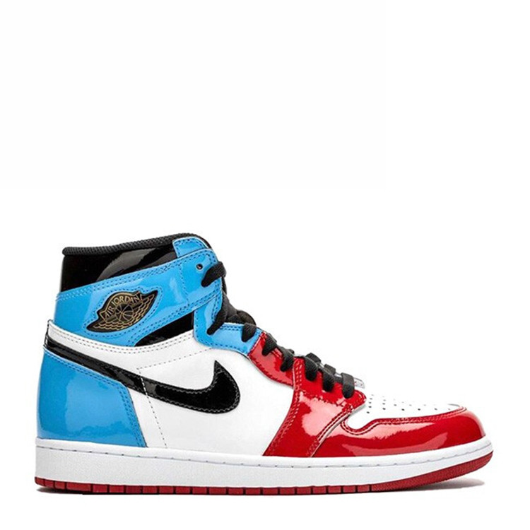 nike/耐克 air jordan 1 aj1 乔1 high 红蓝漆皮拼接 警灯 篮球鞋 ck