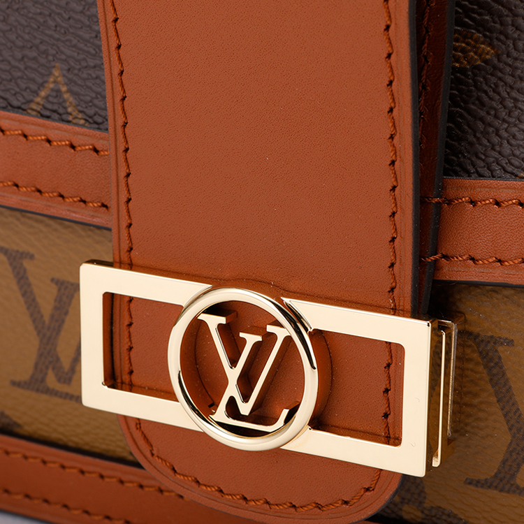 louis vuitton/路易威登 老花色棕色配牛皮 dauphine 女士腰包