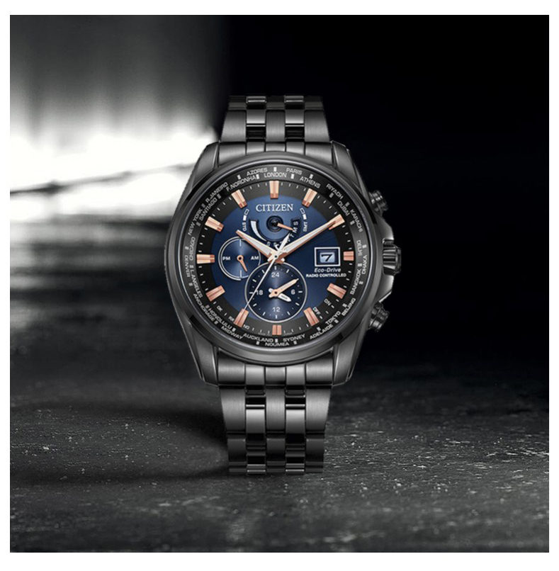 西铁城 光动能 防水 万年历 多局电波 钢带 男手表 at9031-52l