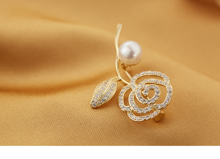 cloris/克劳瑞斯【新款】淡水珍珠9-10mm玫瑰花 珍珠胸针 胸花 礼物