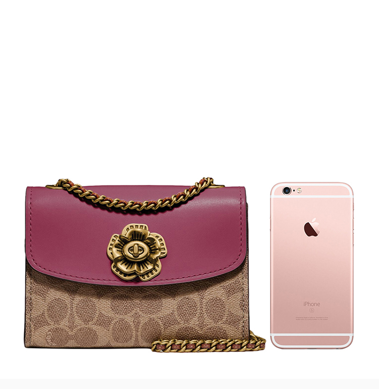 parker系列 专柜同款 女士拼色涂层帆布配小牛皮山茶花c纹标志时尚