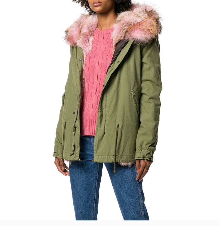 mr&mrs italy 女装 服饰 羊皮毛皮大毛领时尚连帽外套女士大衣