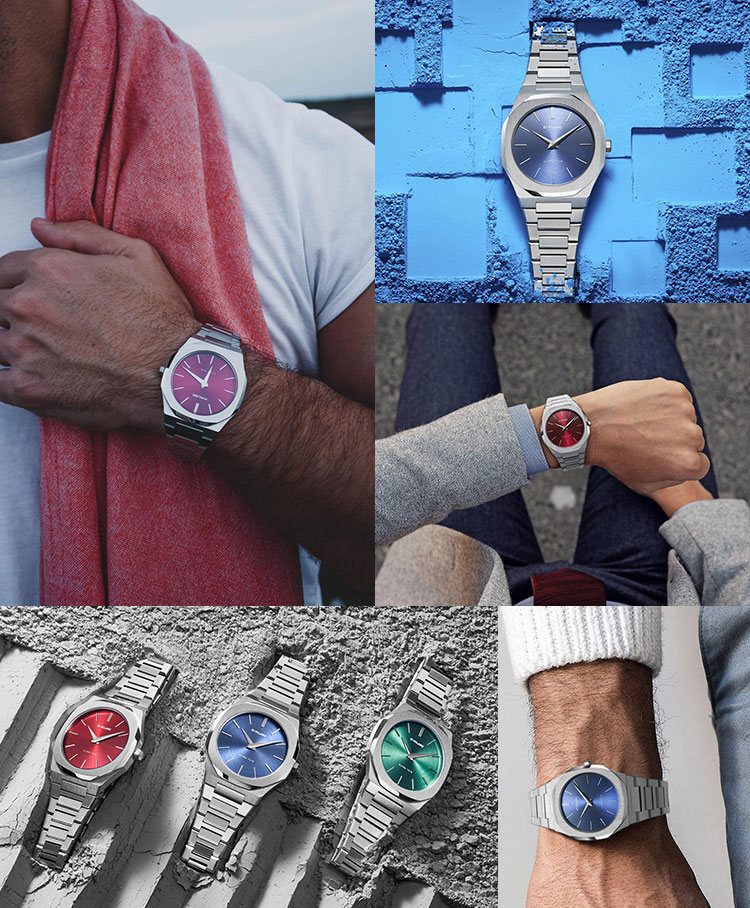 d1 milano/d1 milano 手表男限量多色钢带防水时尚精钢潮流简约石英
