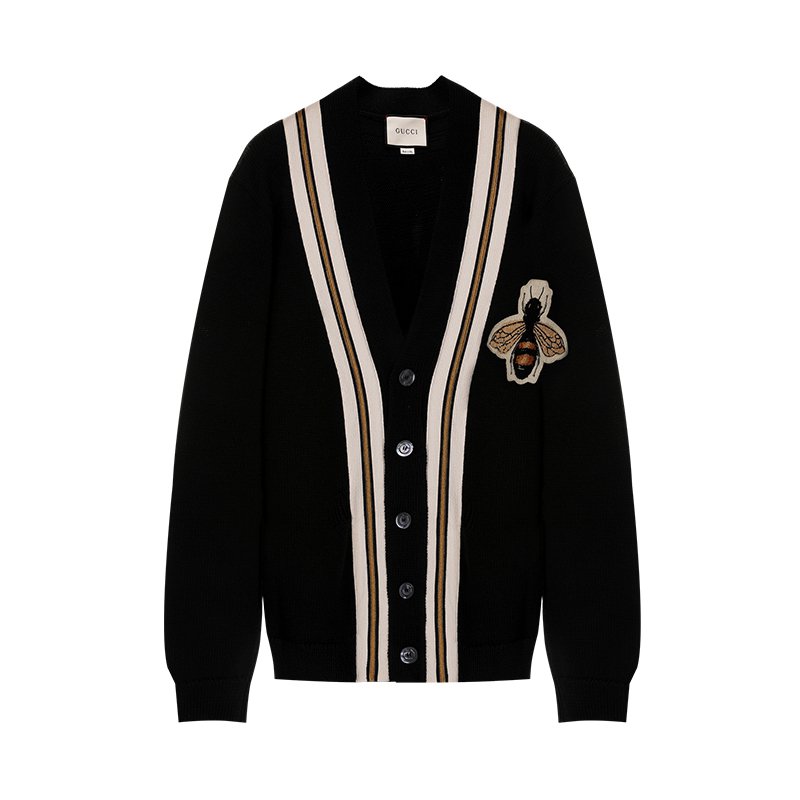 【gucci古驰 男士针织衫/毛衣】gucci/古驰 小蜜蜂胸标男士时尚休闲