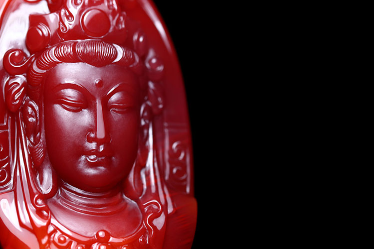 玉弘兴/玉弘兴 大凉山南红瓦西牛血红俏色巧雕观音相