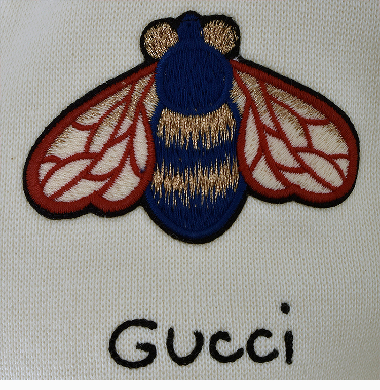 gucci/古驰 20春夏 女装 服装 淡黄色棉质经典蜜蜂logo时尚长袖针织衫