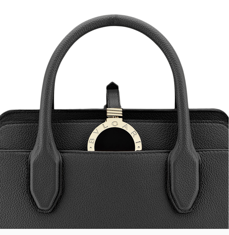 bvlgari/宝格丽 alba系列 女士黑色小牛皮双logo托特包手提包