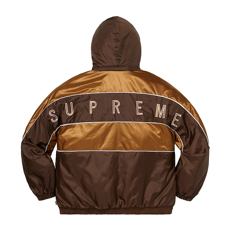 supreme 19fw sports piping puffy jacket背后logo棉服夹克