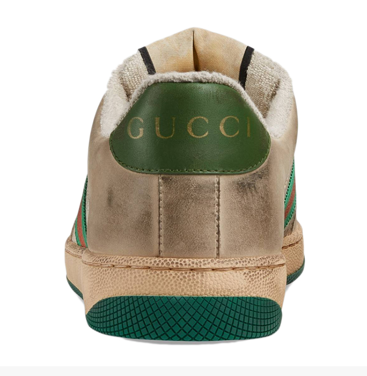 gucci/古驰 screener系列 男士经典gg帆布混搭网眼设计皮革仿旧运动鞋