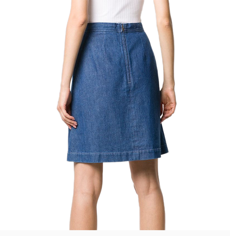 gucci/古驰 20春夏 女士蓝色棉质经典logo款双口袋拉链时尚牛仔裙百搭