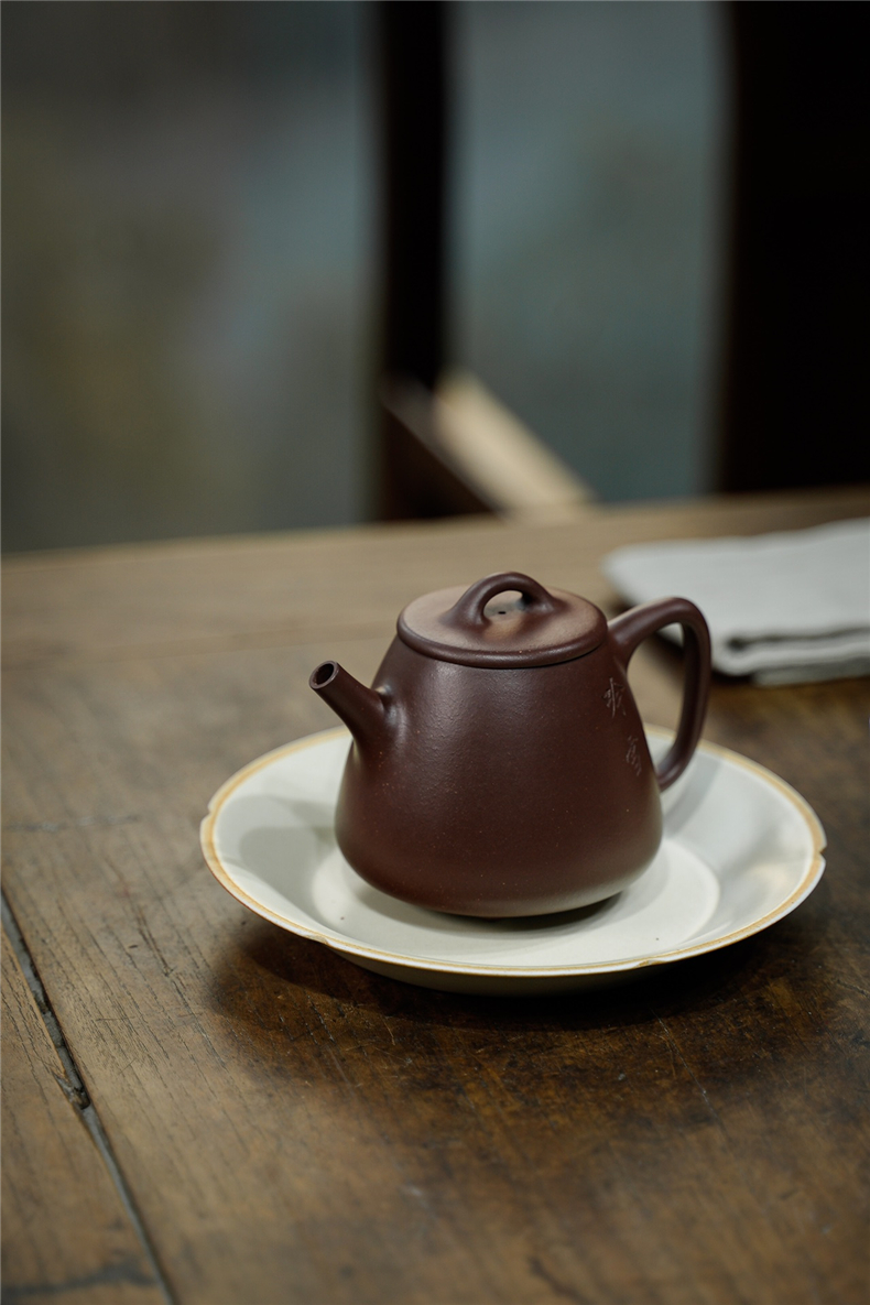 fanj梵匠高石瓢宜兴紫砂壶茶壶许知秋老师全手工作品原矿紫泥190cc9孔