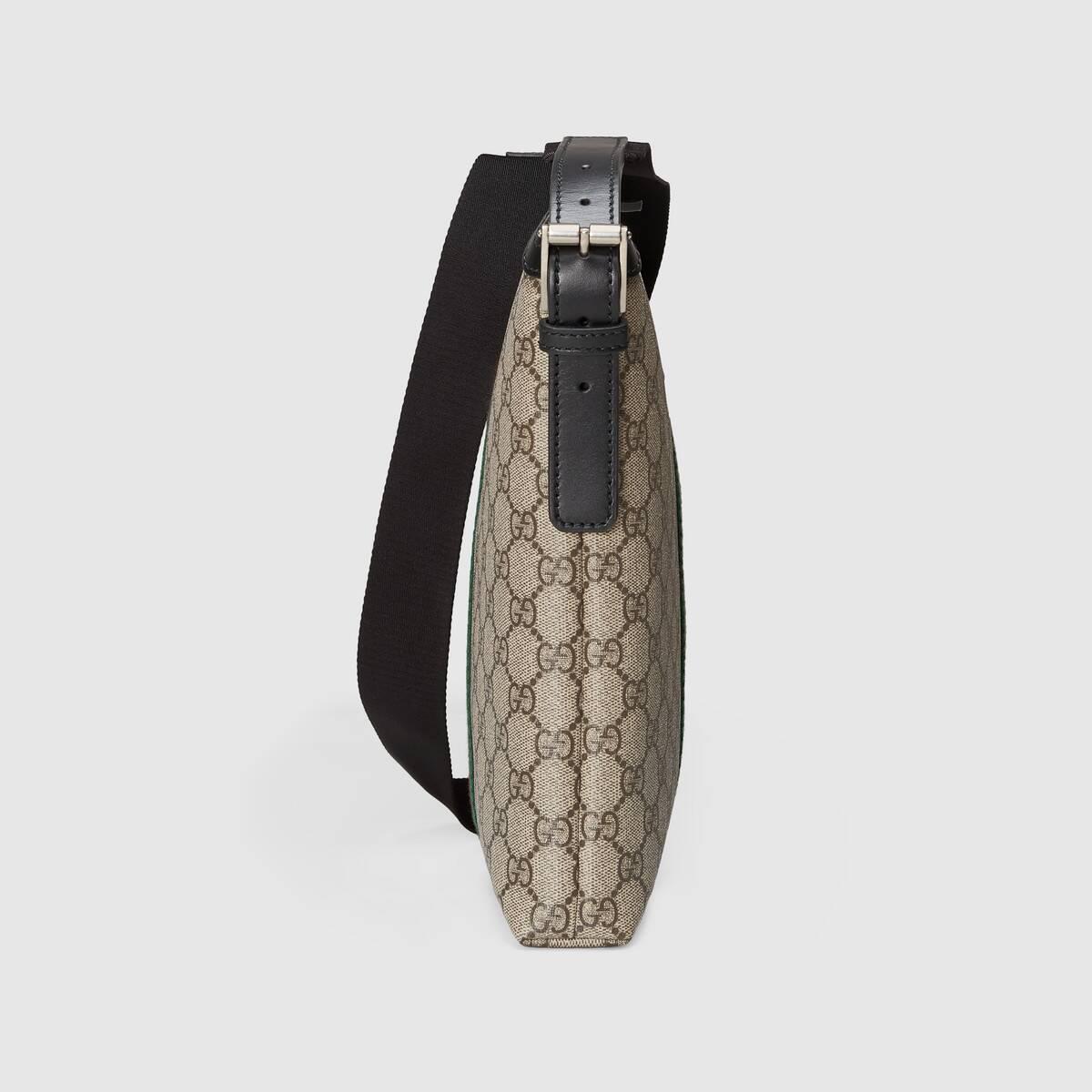 【包邮包税】 gucci 20春夏男士饰条纹织带高级人造帆布邮差包 387111