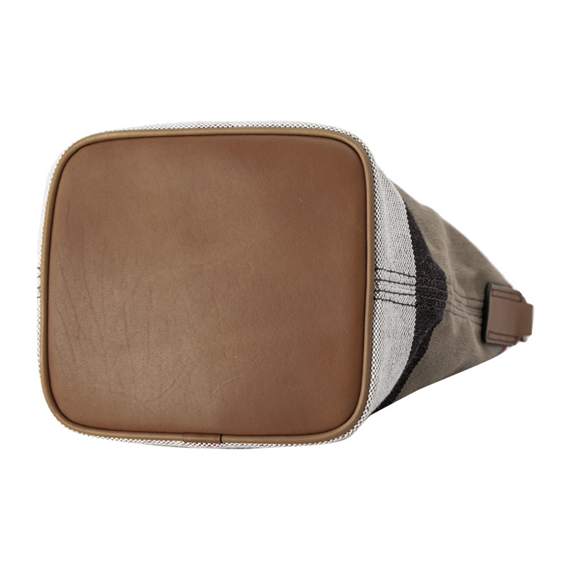 burberry/博柏利 女士牛纹皮革滚边帆布条纹子母包单肩斜挎包【ab级9