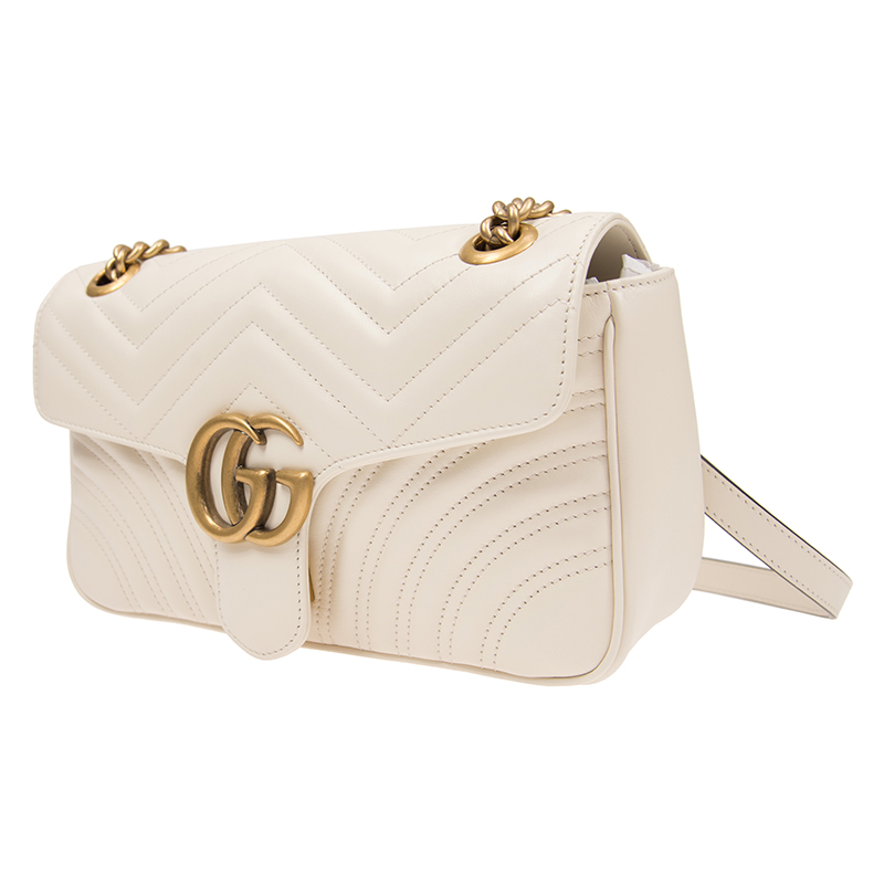 【19上新】gucci/古驰 女包 marmont系列白色双g链条单肩斜挎包