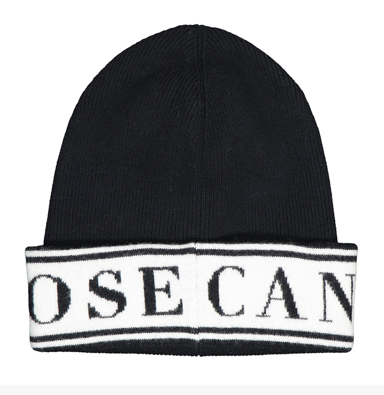 canada goose/加拿大鹅 男女同款 中性时尚字母徽标黑色羊毛针织帽套