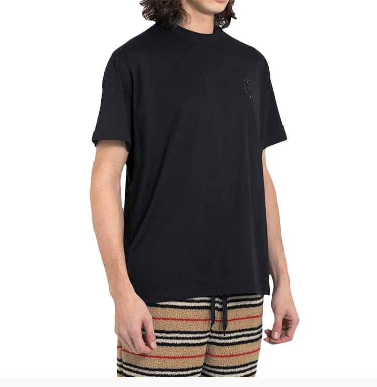 【burberry博柏利 男士短袖t恤】burberry/博柏利 男装 服装 黑色棉质