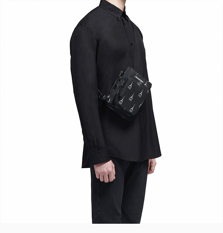 【包税】balenciaga 巴黎世家 男士黑色尼龙logo标识斜挎包背包双肩包