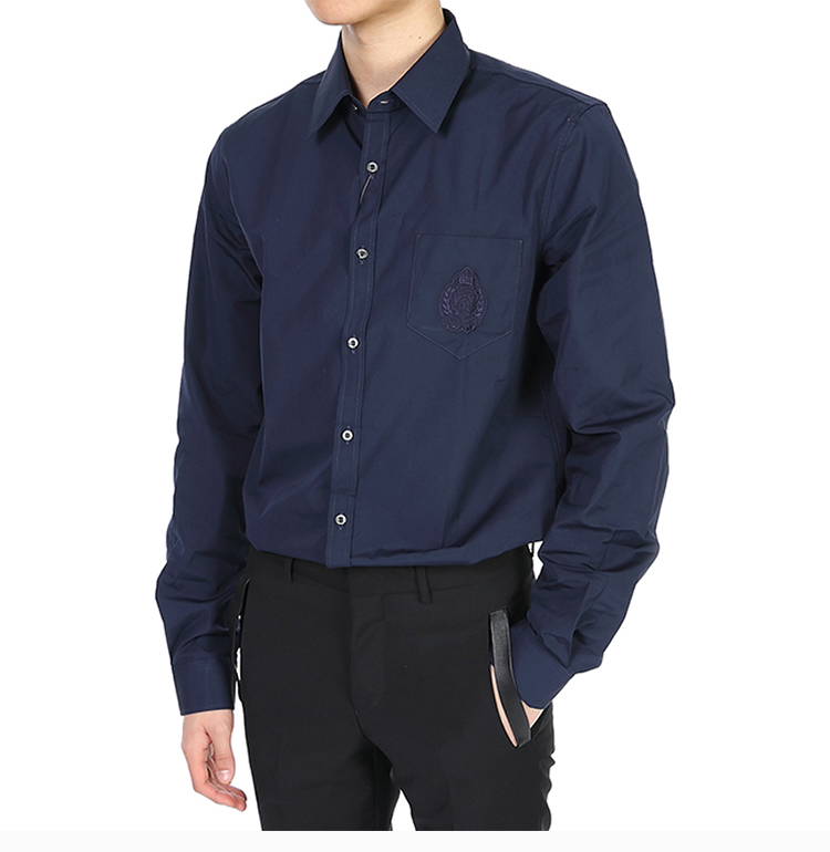 【包税】gucci/古驰 20春夏 男装 服饰 海军蓝色棉质翻领衬衫 男士