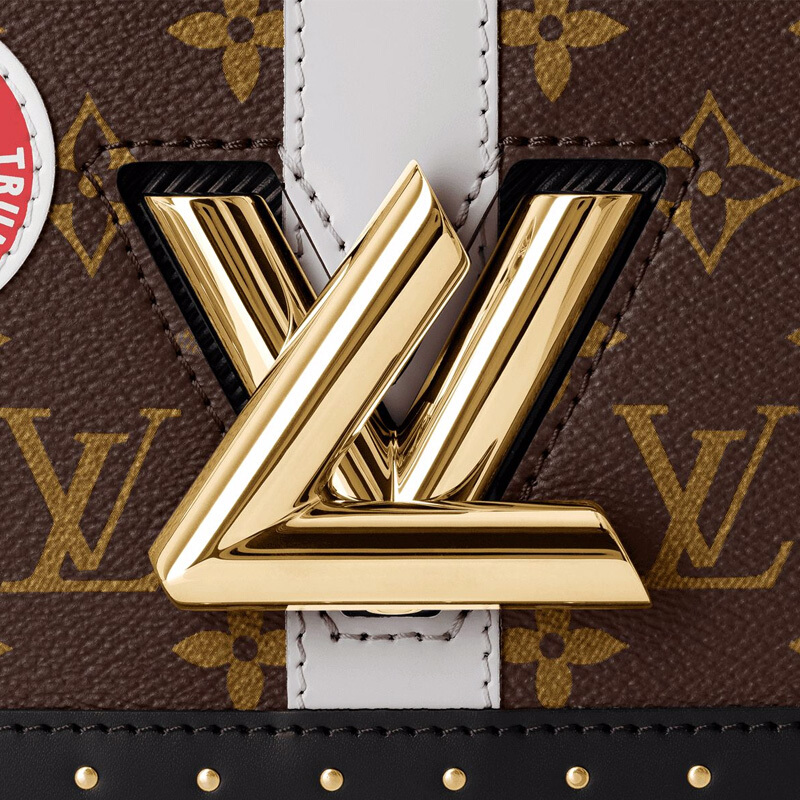 louisvuitton/路易威登女士青年pvc/配皮女包twist中号老花水波纹单肩