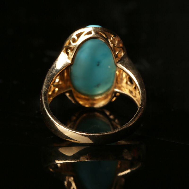 zhangs textiles/绣花张 18k金镶钻原矿绿松石兽面戒指男戒