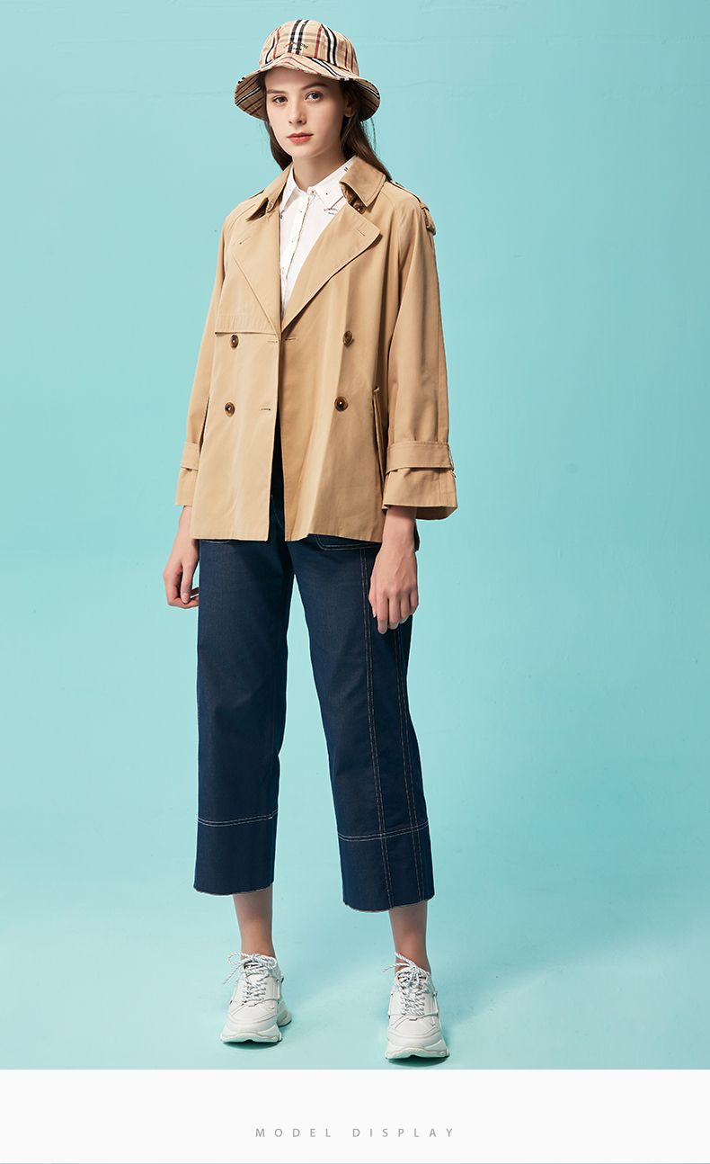 【商场同款】hazzys/哈吉斯春季新款女装短款经典女士风衣轻薄外套asw