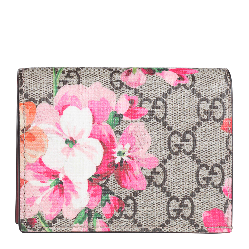 【19秋冬】gucci/古驰 经典双g天竺葵花卉牛皮短款钱包 453176 ku2in