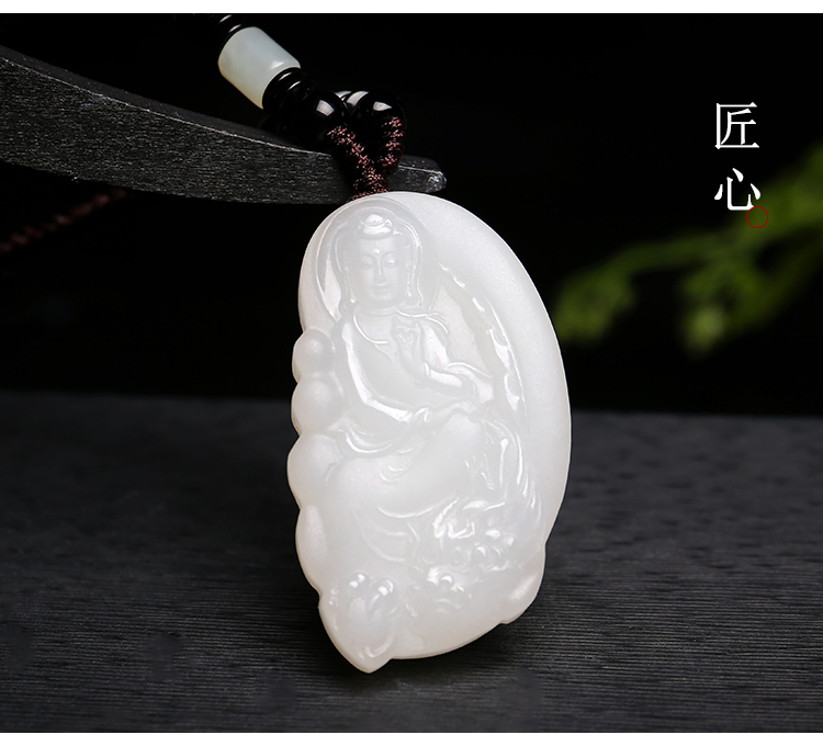 【印象眸印象眸 吊坠】印象眸/印象眸 和田玉观音吊坠 羊脂白玉菩萨挂
