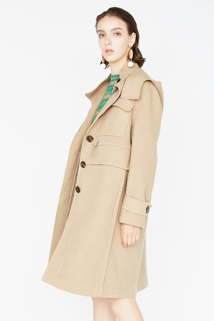 dazzle/dazzle地素 【刘雯同款】秋冬工装风中长款羊毛女士大衣 女士