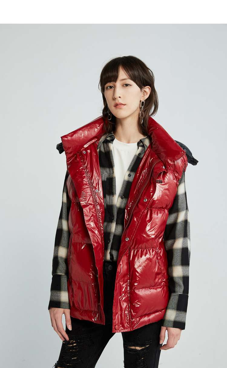 dazzle/dazzle地素 19冬珠光质感气质拼色马甲女士羽绒服 女士外套