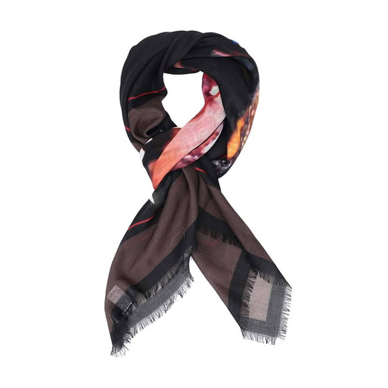 givenchy/纪梵希中性款黑白狗头图案羊毛围巾披肩bgo2073879007