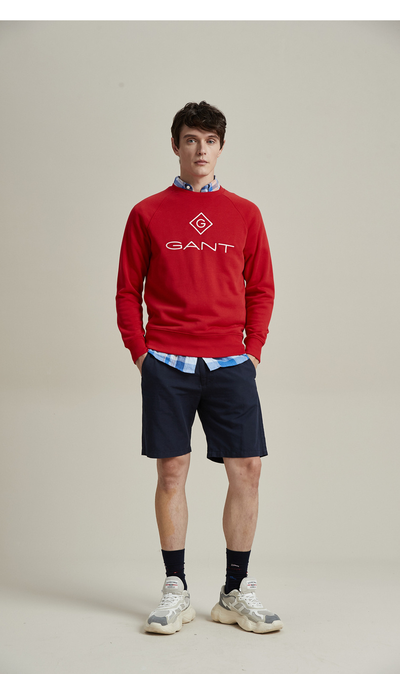 gant/甘特 2020早春新品 男卫衣 净色字母logo印花圆领卫衣2046062