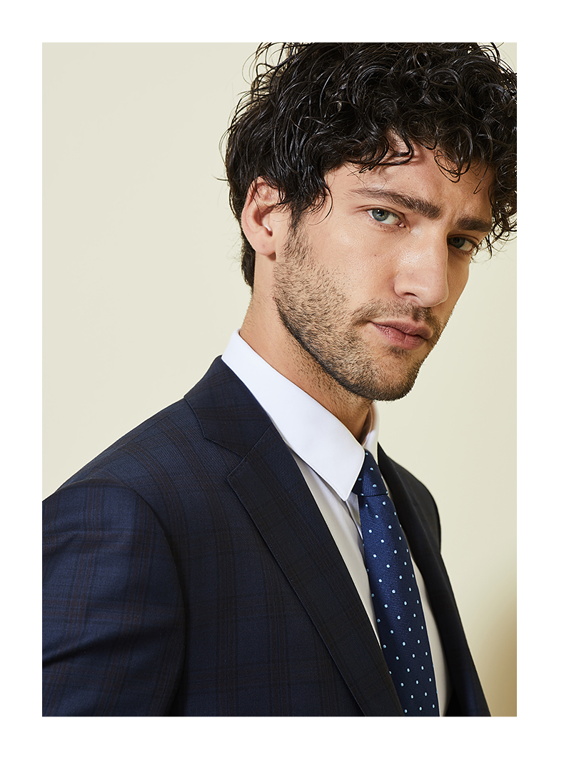 by creations lite/柏品 意大利reda130支羊毛面料 格纹商务西装 男士