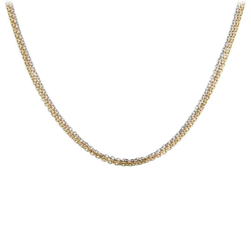 cartier/卡地亚 trinity系列 18k金白金玫瑰金黄金三色细链链条项 