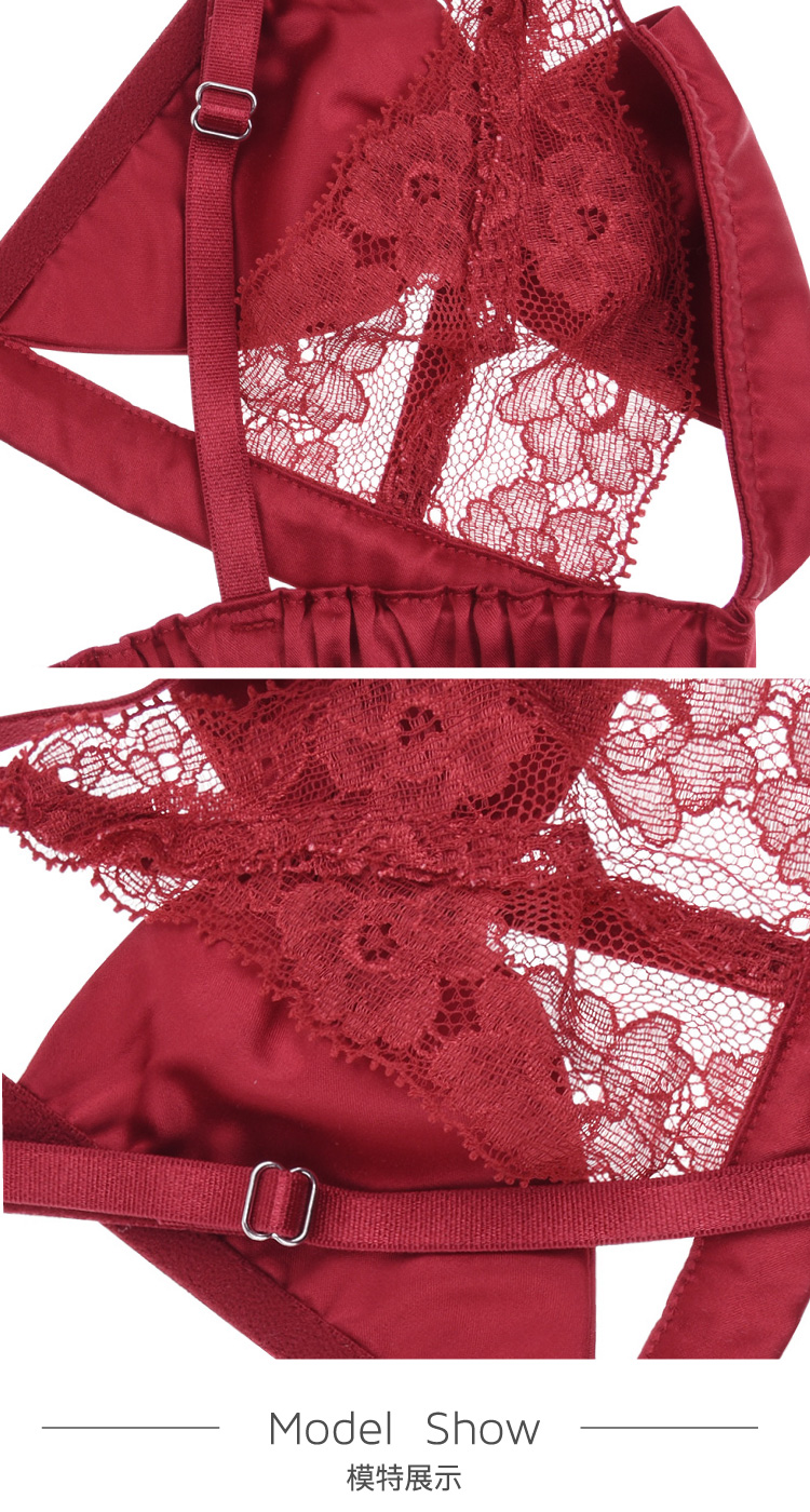 【DesignerWomenwear】AURORAALBA/AuroraAlba情人节限定款宝石红缎面色丁镂空蕾丝三角杯内衣（预售14天）