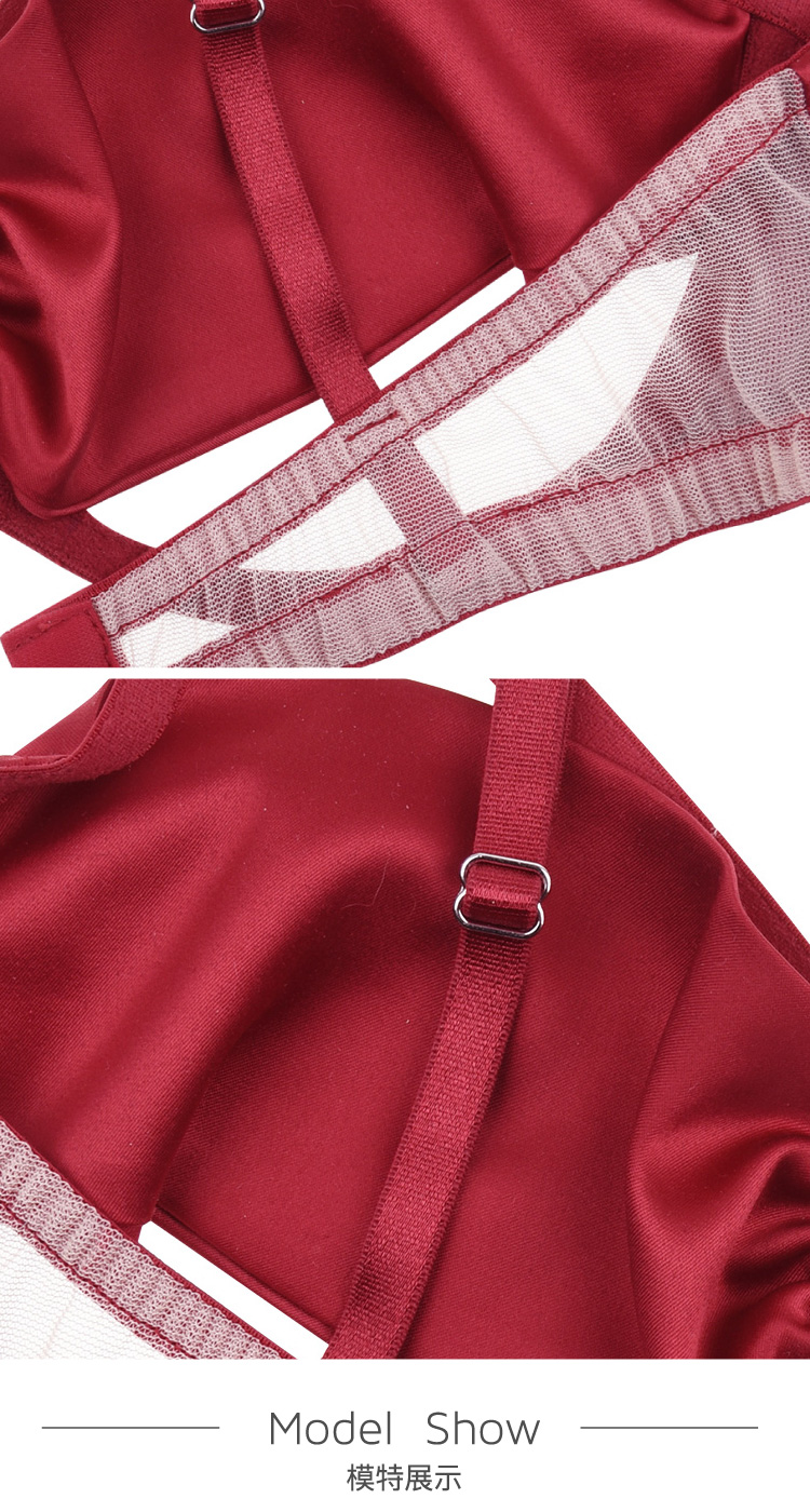 【DesignerWomenwear】AURORAALBA/AuroraAlba情人节限定款宝石红缎面色丁蝴蝶结镂空3/4杯内衣（预售14天）