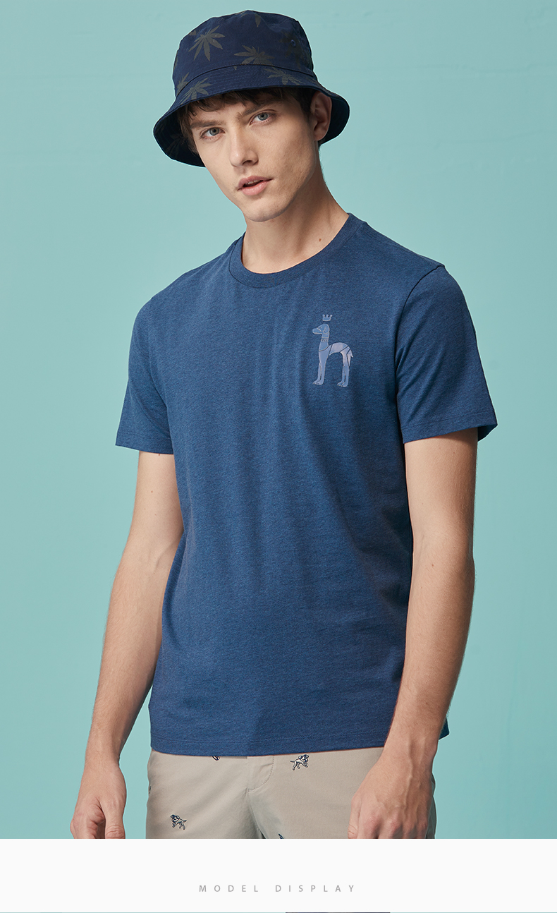 hazzys/哈吉斯 夏季新款男士短袖t恤时尚简约大logo棉t恤astze09be38