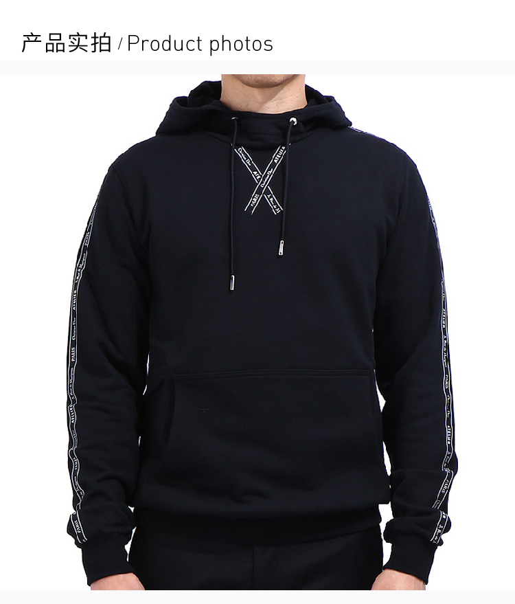 dior/迪奥 20春夏 男装 服饰 黑色连帽字母印花套头衫 男卫衣