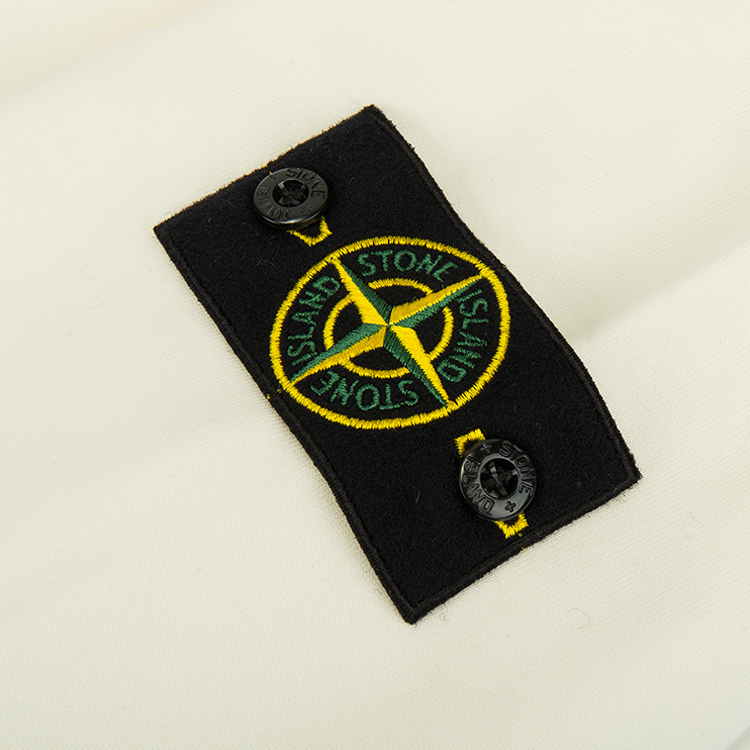 island/stone island 圆领 长袖 米白色 纯棉 黑白印花 手臂经典logo