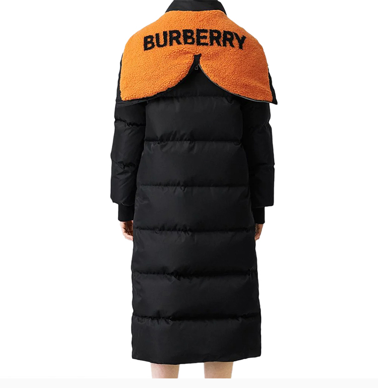 burberry博柏利女装服饰鹅绒条纹长款连帽女士羽绒服外套8018757