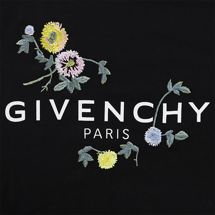 givenchy/纪梵希 黑色 刺绣花卉 女士短袖t恤 gi2020975399 bw70753z2