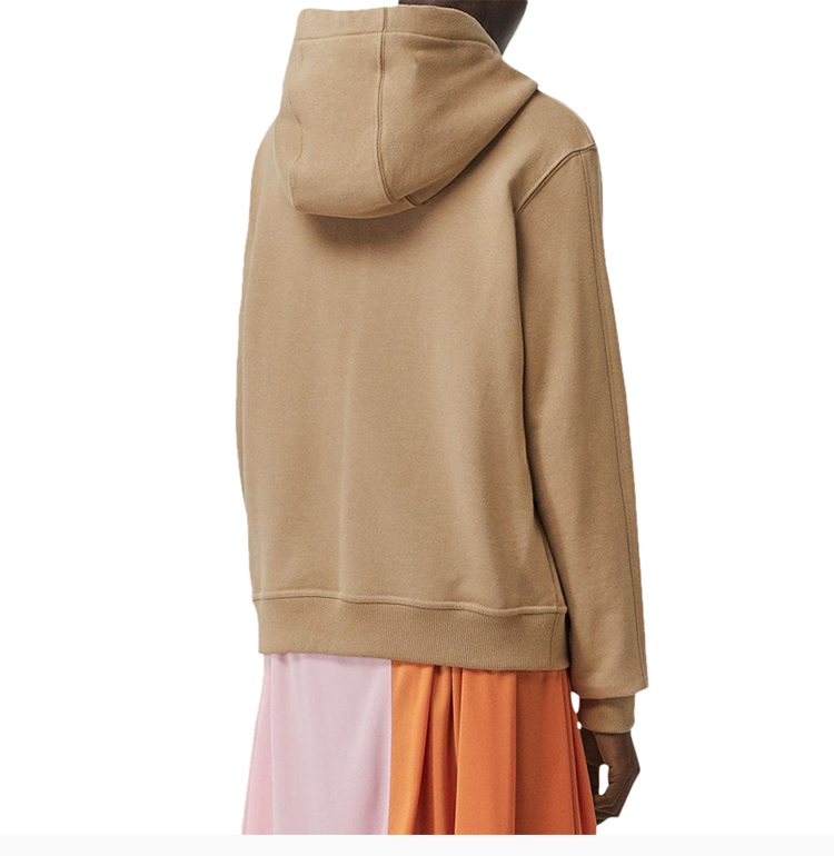 20春夏 女装 服装 棕色棉质logo印花连帽抽绳 女士卫衣