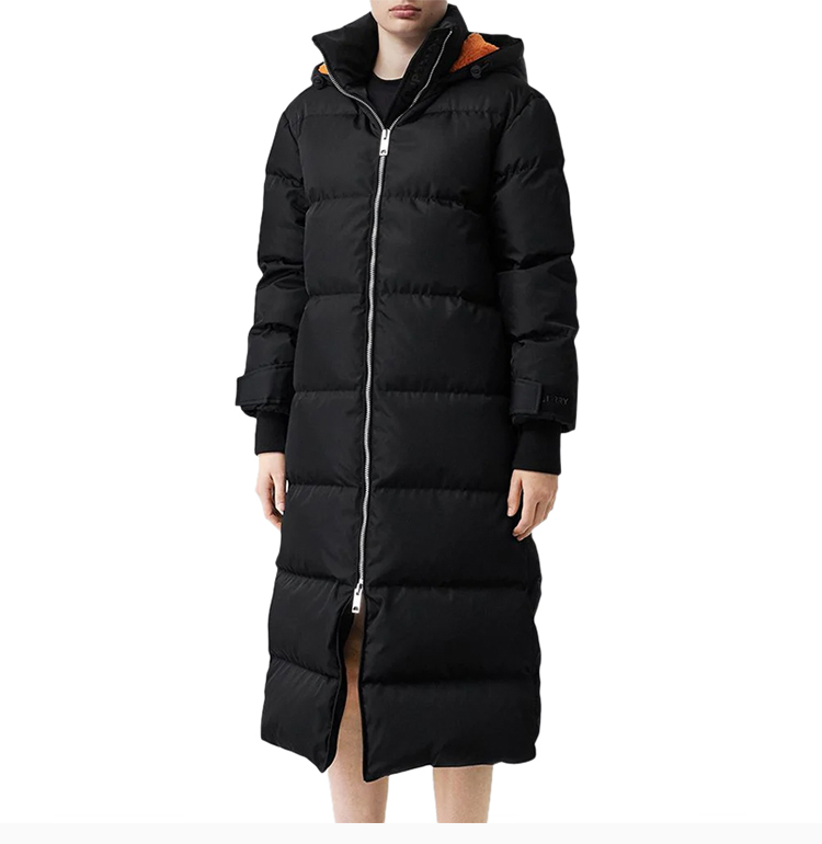burberry博柏利女装服饰鹅绒条纹长款连帽女士羽绒服外套8018757