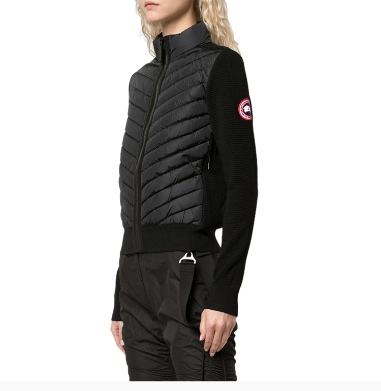 20春夏 女装 服饰 黑色 拉链立领针织拼接短款 女士羽绒服外套 6830l