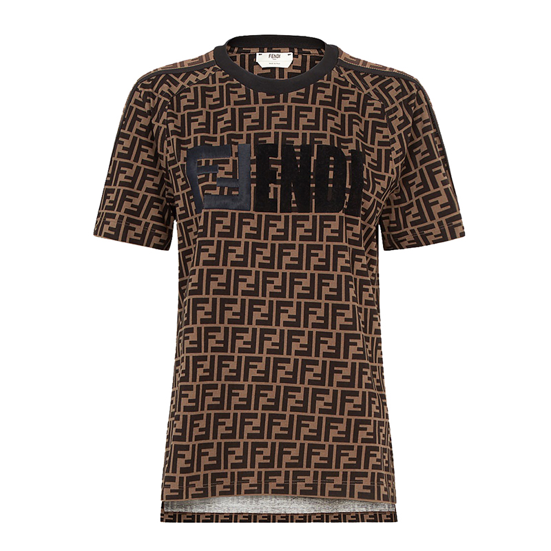 芬迪 女士ff印花纯棉平纹针织短袖t恤 fs7074a5hlf15nh【正品 价格