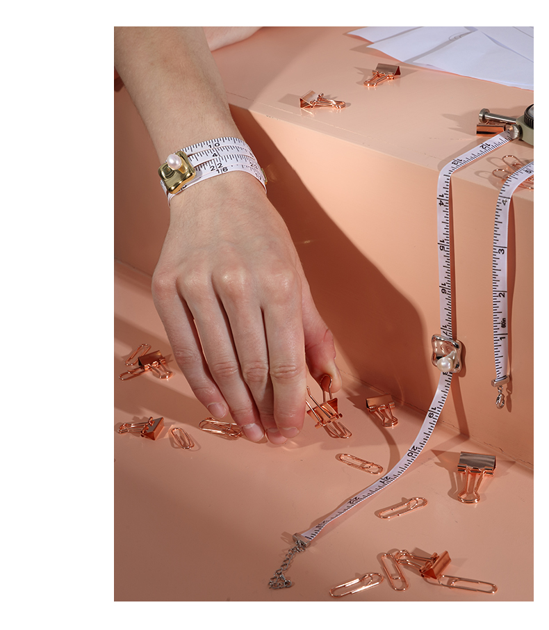 pearlona/pearlona啊哈时刻系列巴洛克珍珠金色皮尺手链/项链