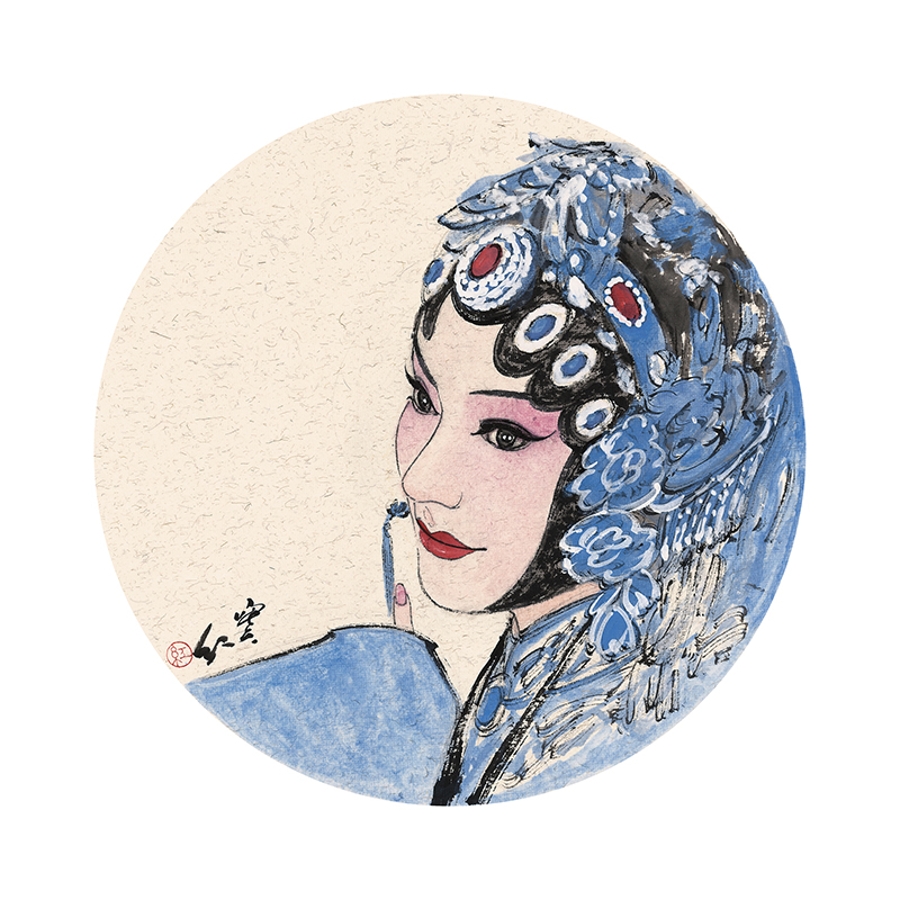 订制 窦红《京剧人物》/33x33cm/传统水墨