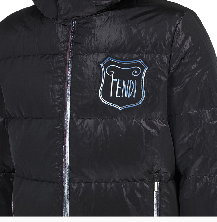 包税】fendi/芬迪 20春夏 男装 服饰 黑紫色连帽短款 男士羽绒服外套