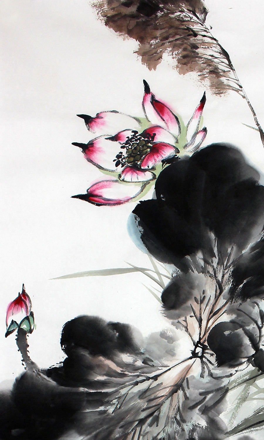 石云轩《未上龙门路 聊戏芙蓉池》/68x136cm/传统水墨