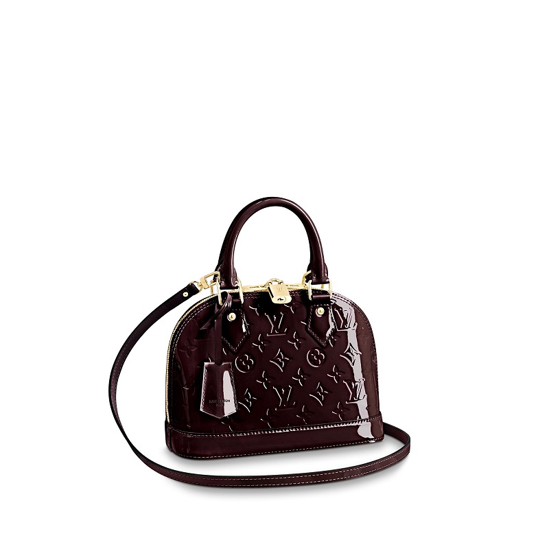 louis vuitton/路易威登 alma bb 漆皮车厘子色贝壳包手提包 m91678